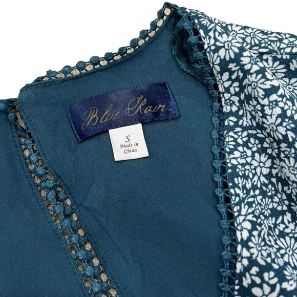 Blue Rain Teal Floral Poet Long Sleeve Romper S - Picture 5 of 7